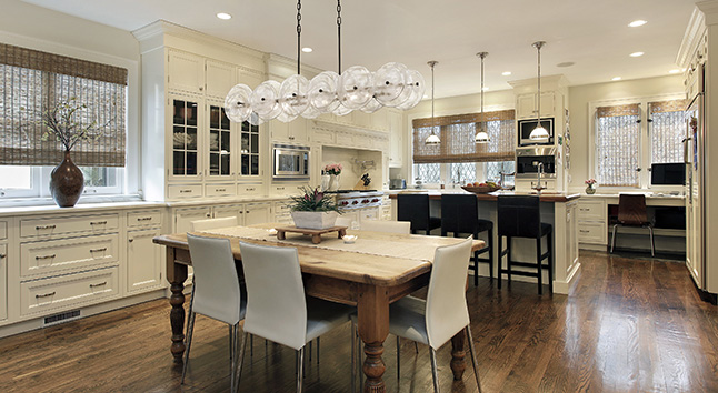 Chandelier with table with Windows