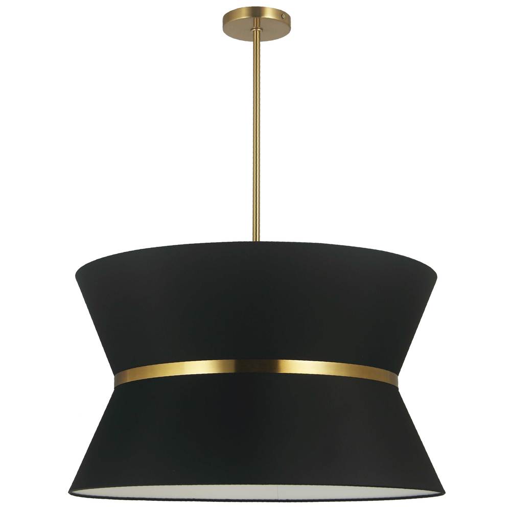 4LT Incand Chandelier, AGB w/ GLD ring, BK Shade