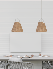 Dainolite SND-141P-MW - 1 Light Incandescent Pendant Matte White with Wicker Shade