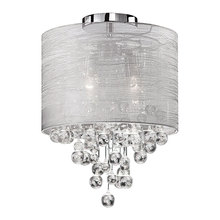 Dainolite TAH-122FH-PC - 2 Light Incandescent Crystal Flush Mount Polished Chrome Finish with Silver Organza Shade