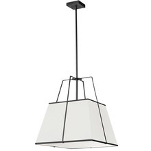 Dainolite TRA-181P-BK-WH - 1 Light Black Pendant White Shade w/ White Fabric Diffuser