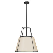 Dainolite TRA-331P-BK-CRM - 3 Light Trapezoid Pendant Black/Cream Shade w/ White Fabric Diffuser