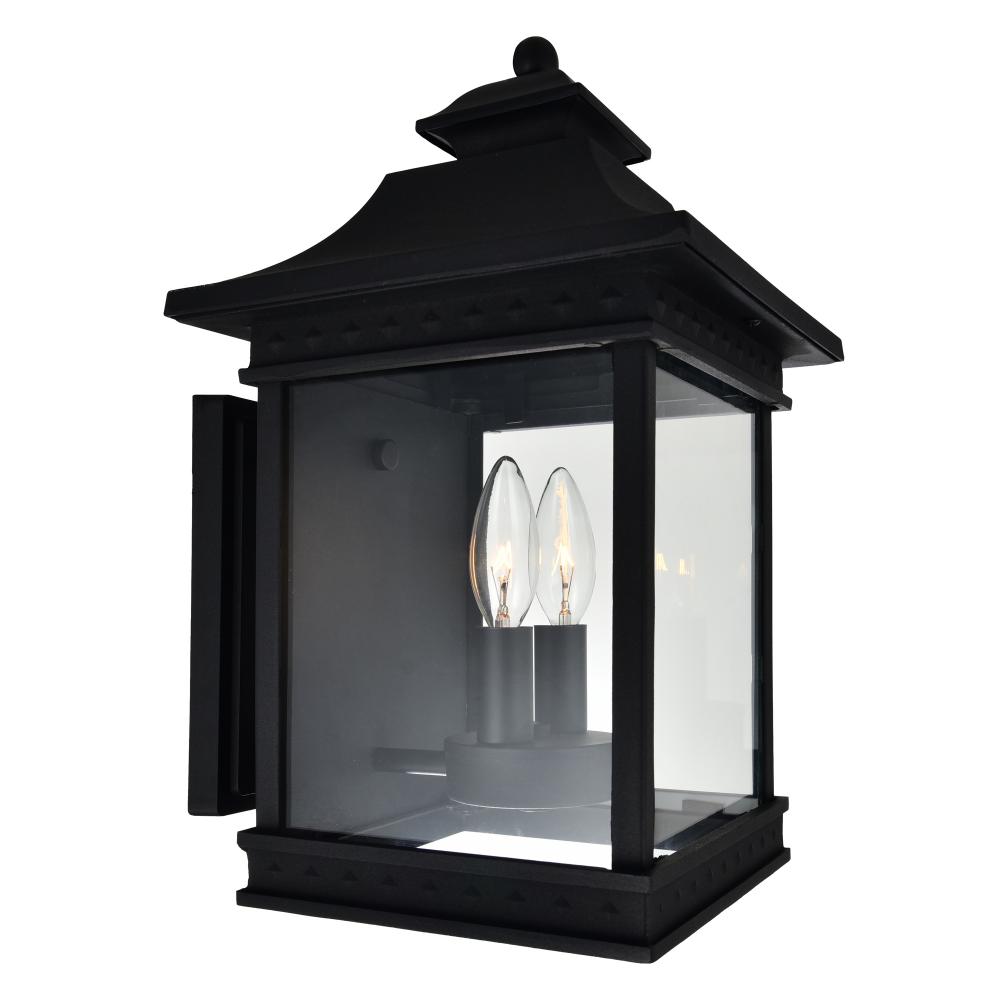 Cleveland 2 Light Black Outdoor Wall Light