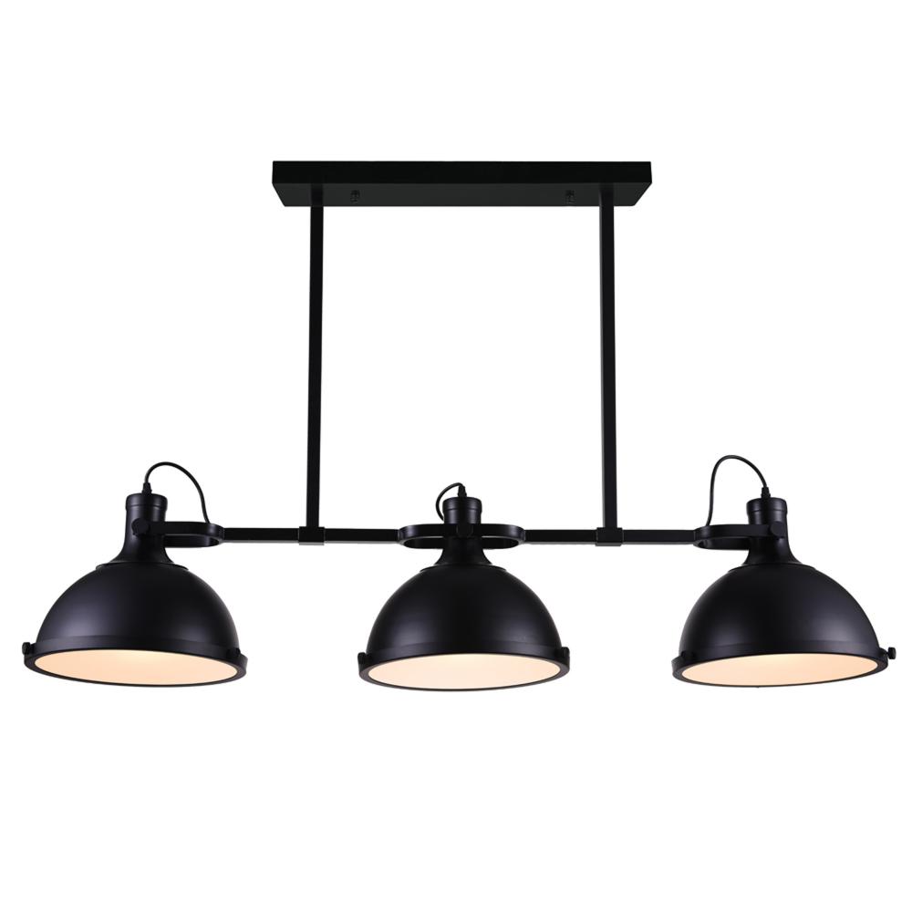 Strum 3 Light Island Chandelier With Black Finish