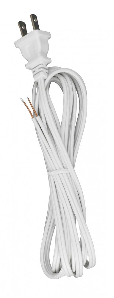 10 Foot 18/2 SPT-1 105C Cord Set; White Finish; 48" Hank; 150 Carton; Molded Polarized Plug;