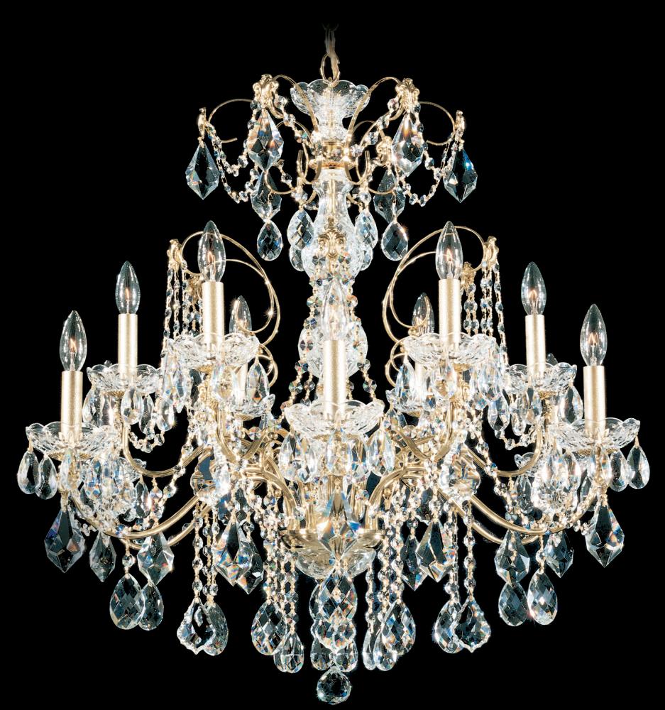 Century 12 Light 120V Chandelier in Antique Silver with Clear Heritage Handcut Crystal