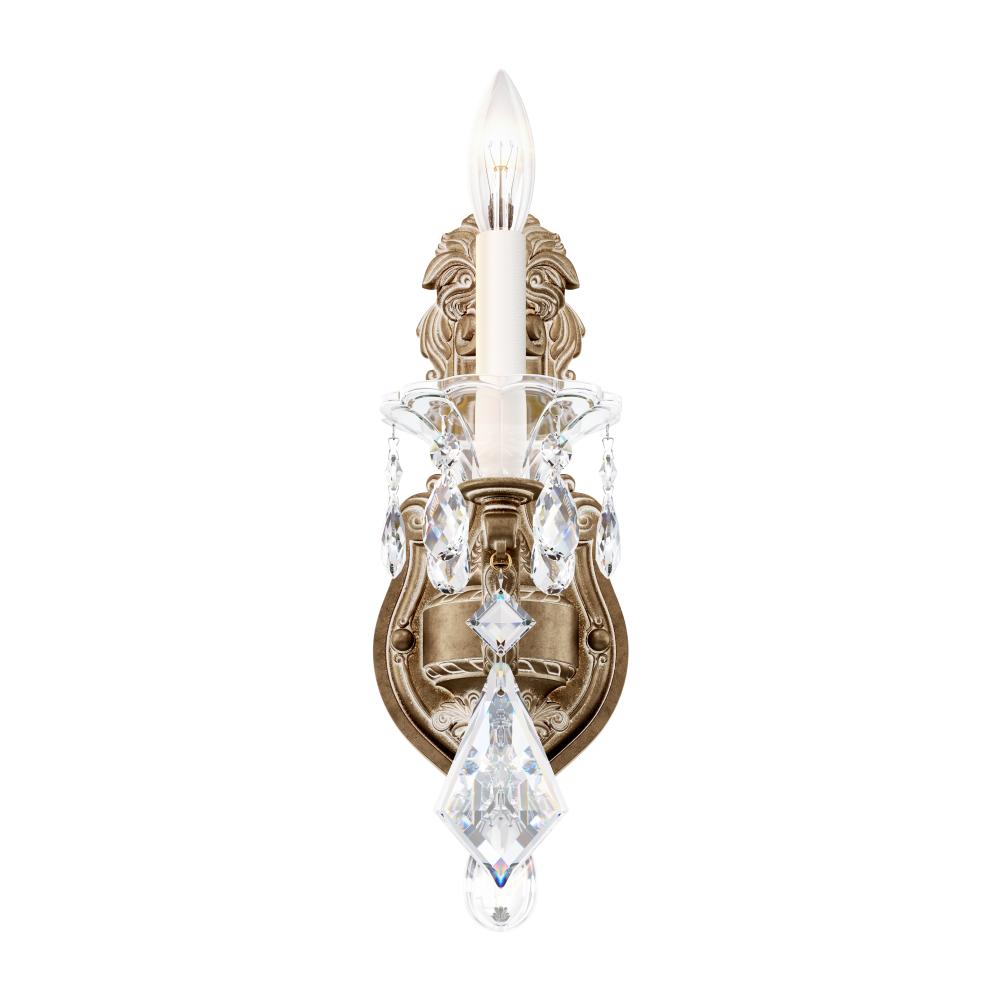 La Scala 1 Light 120V Wall Sconce in Antique Silver with Clear Heritage Handcut Crystal