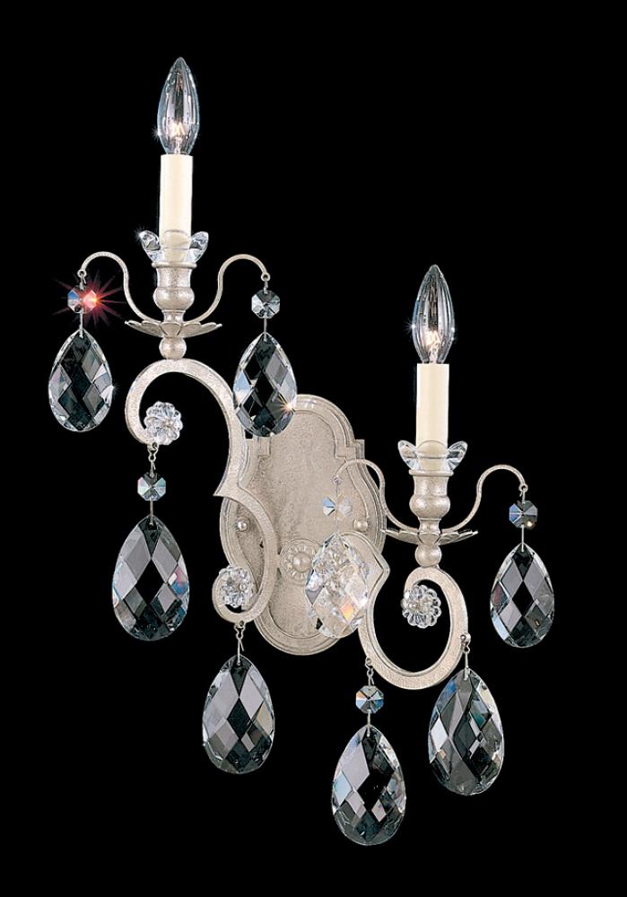 Renaissance 2 Light 120V Left Wall Sconce in Black with Clear Heritage Handcut Crystal