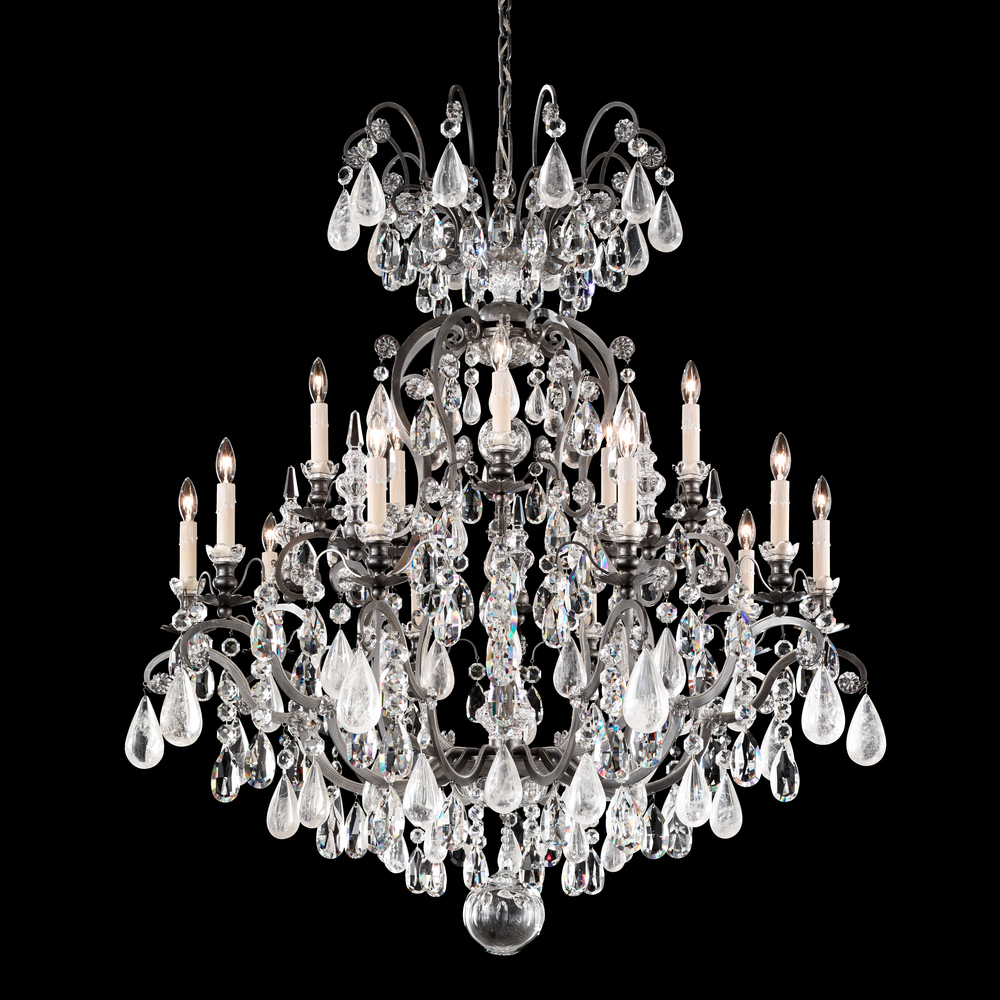 Renaissance Rock Crystal 16 Light 120V Chandelier in Heirloom Bronze with Clear Crystal and Rock C