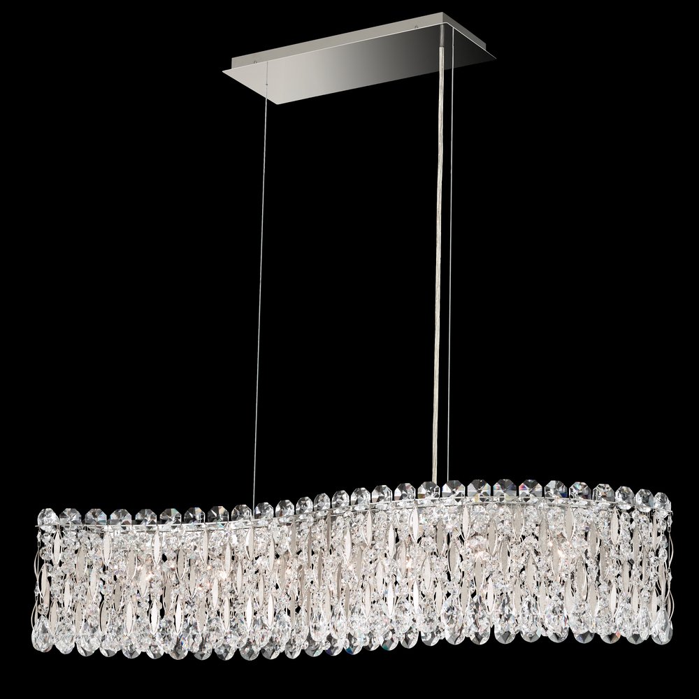 Sarella 7 Light 120V Linear Pendant in Antique Silver with Clear Crystals from Swarovski