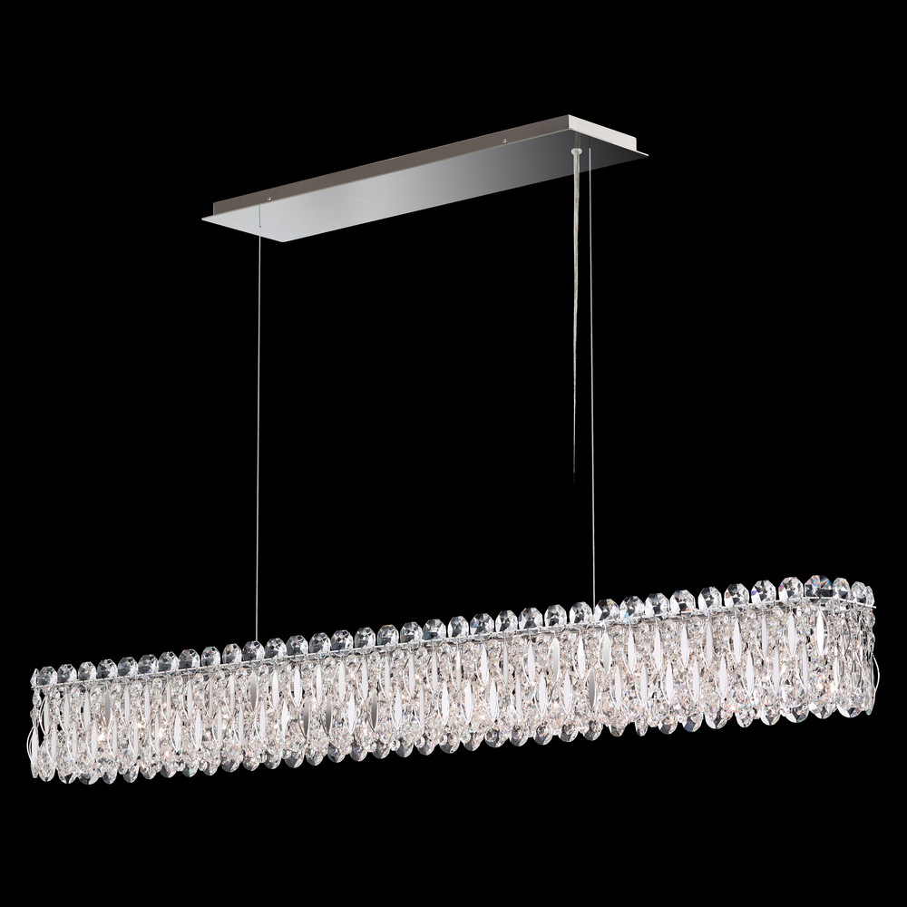 Sarella 11 Light 120V Linear Pendant in Antique Silver with Clear Crystals from Swarovski