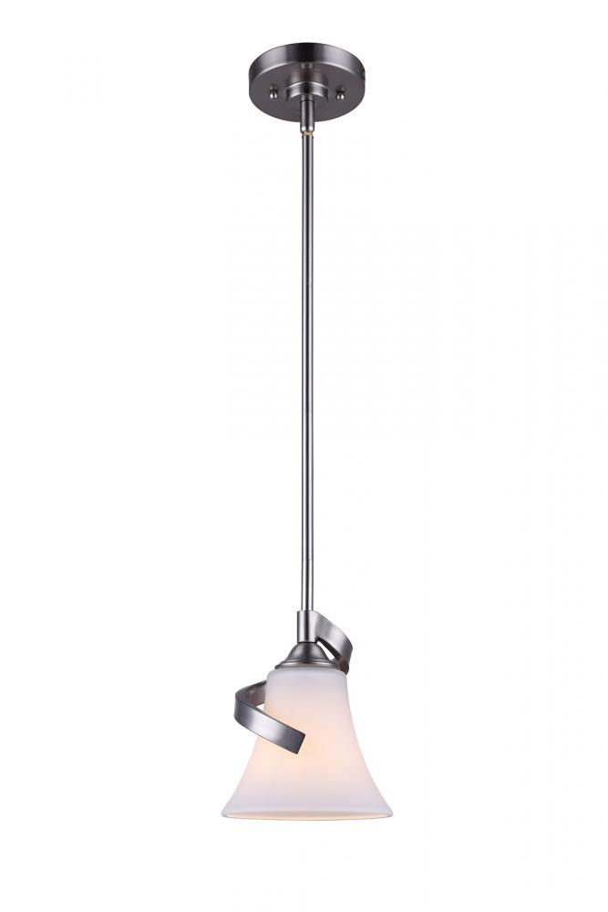 Rue, 1 Lt Rod Pendant, Flat Opal Glass, 60W Type A, 6.12" x 12.2-60.2"