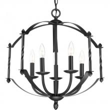 Progress P4710-31 - Greyson Collection Five-Light Matte Black Farmhouse Chandelier Light