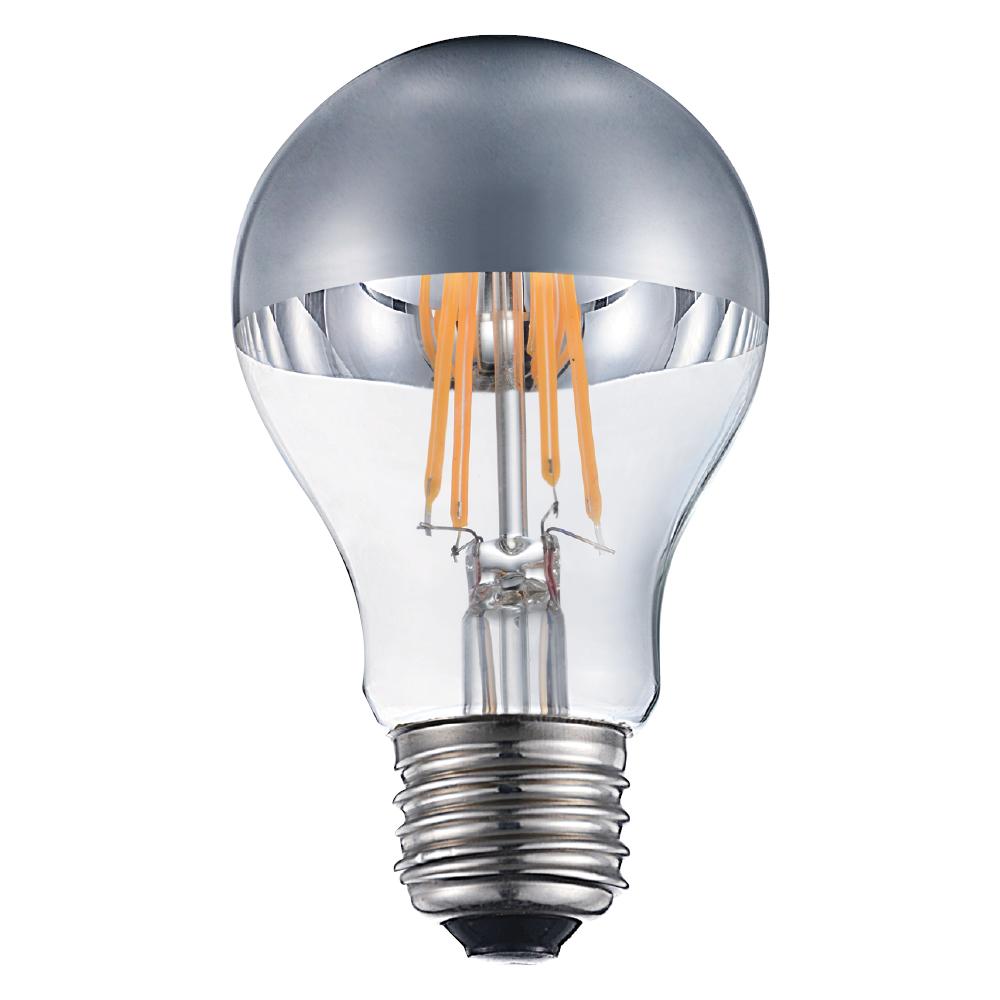 LED Filament Lamp A19 E26 Base 4W 120V 27K Half Mirror Oblic Dim Standard