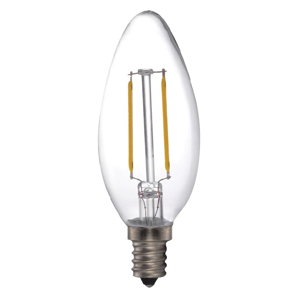 LED Filament Lamp B11 E12 Base 2.8W 120V 27K Clear Vertical Dim Standard