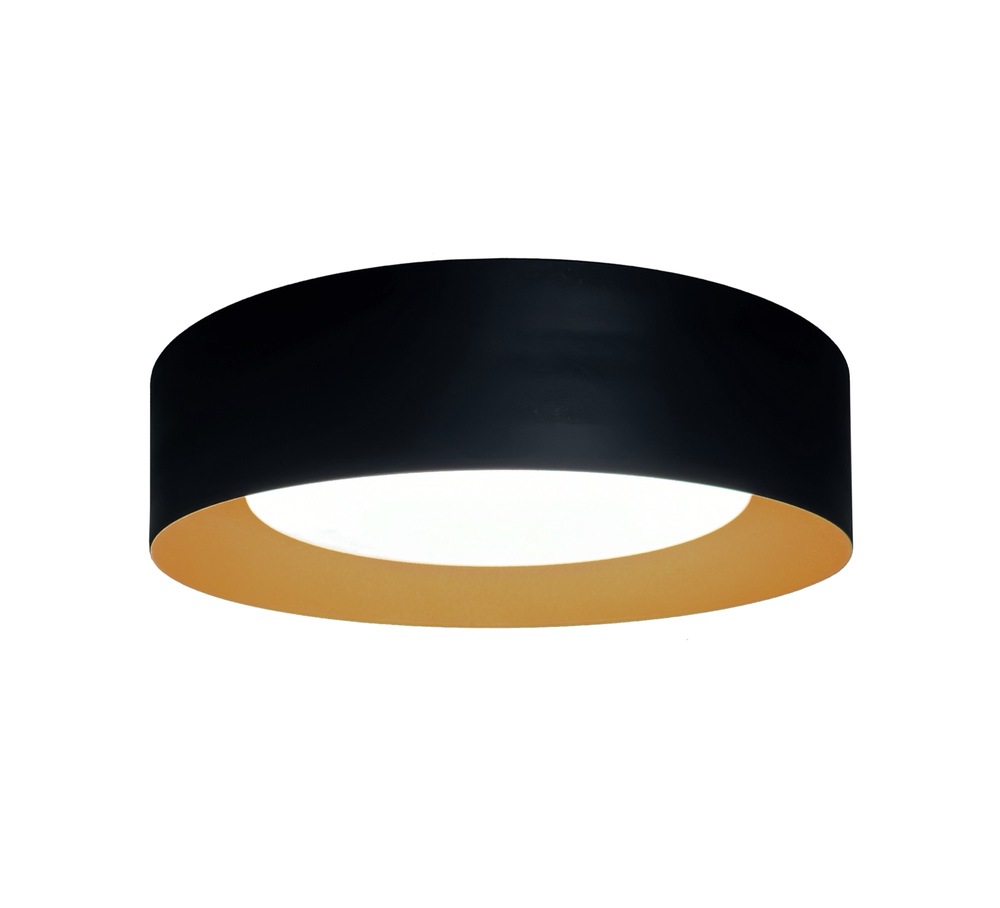 Orsa Collection 1-Light Flush Mount Black and Brushed Brass