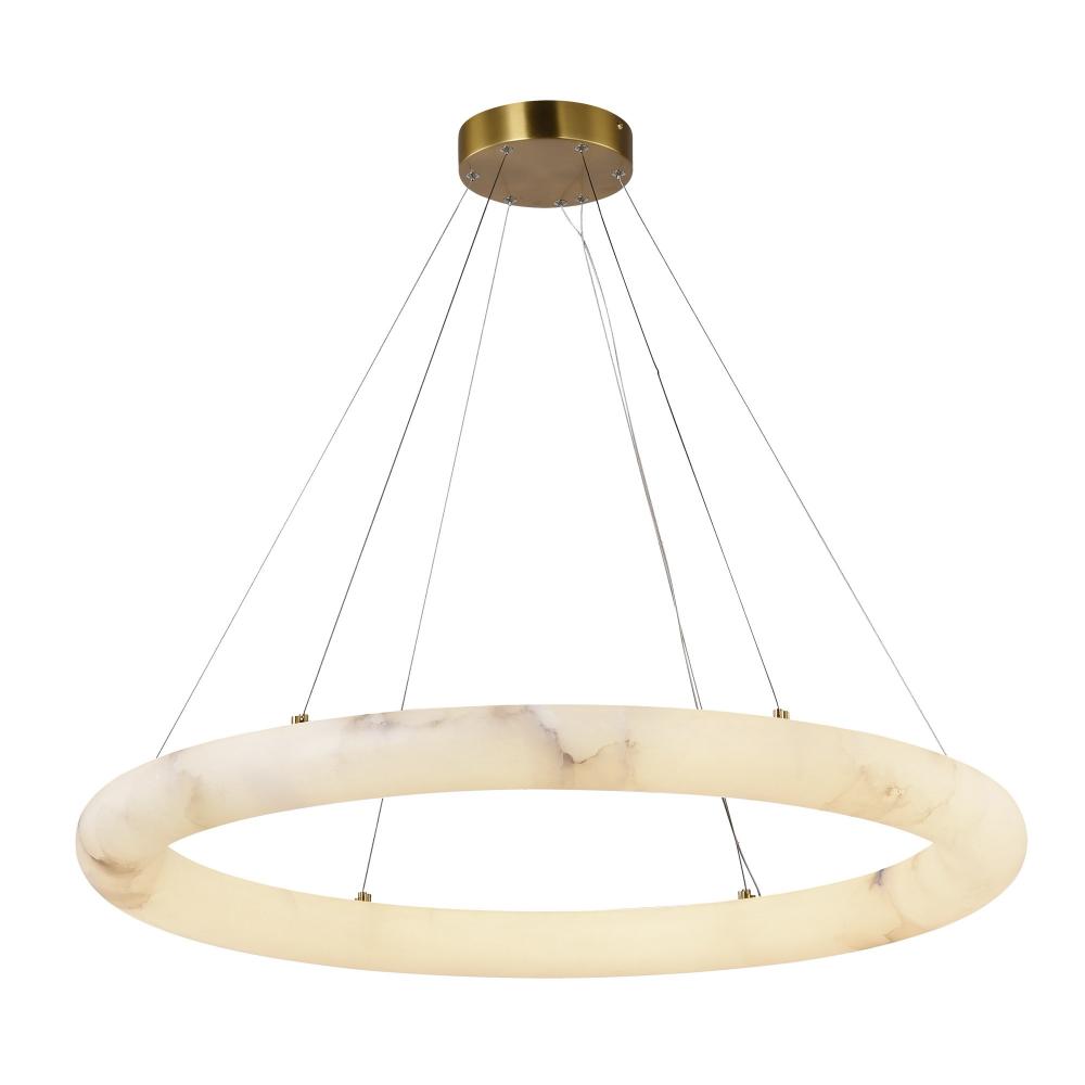 Camila Integrated LED Chandelier, Brushed Brass with White Opal Glassware