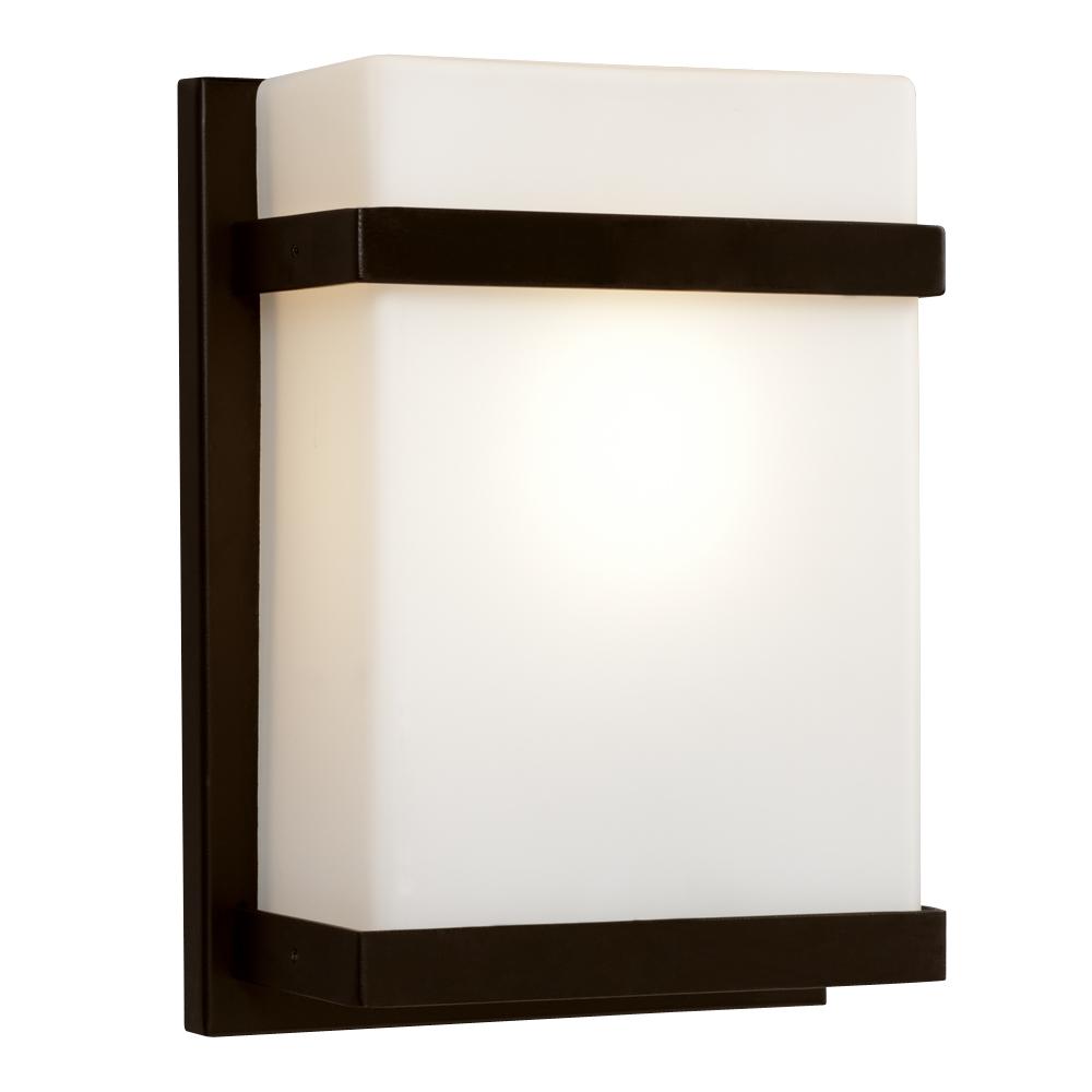 1-Light Outdoor/Indoor Wall Sconce - Bronze with Satin White Glass