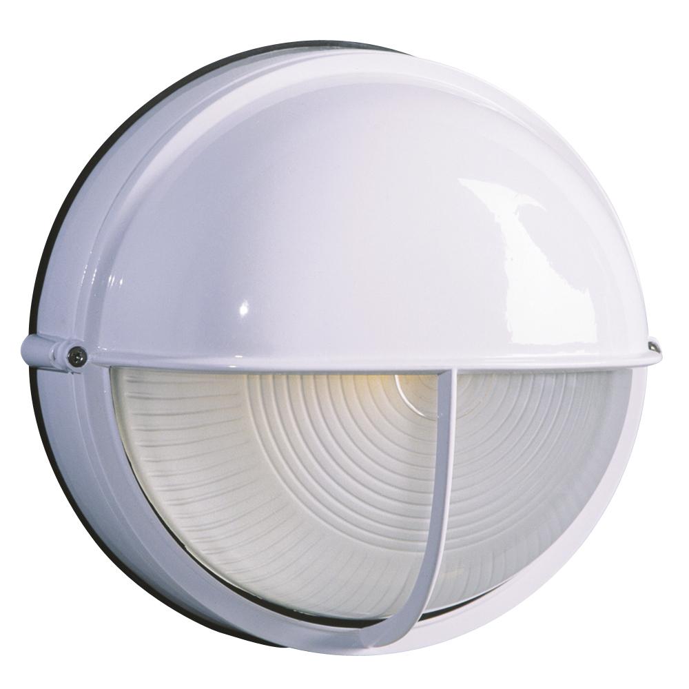 Cast Aluminum Marine Light with Hood - White w/ Frosted Glass