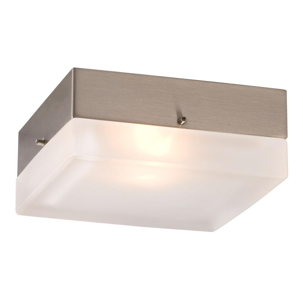 Square Flush Mount Ceiling Light - in Brushed Nickel finish with Frosted Glass