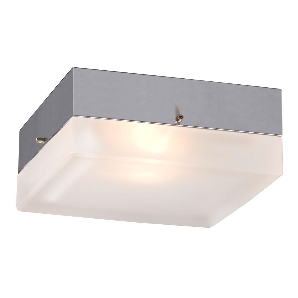 Square Flush Mount Ceiling Light - in Polished Chrome finish with Frosted Glass
