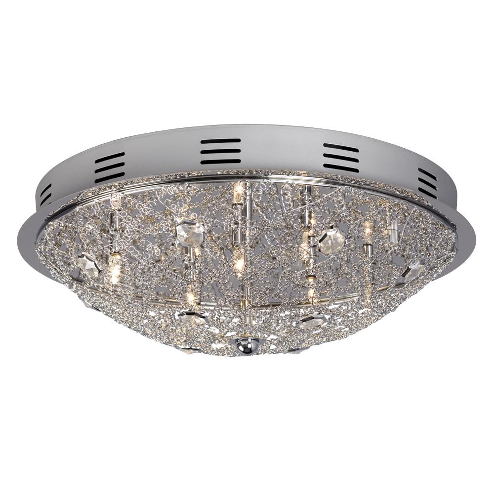 7-Light Flush Mount Polished Chrome with Crystal Accents (7 x 20W, G4)