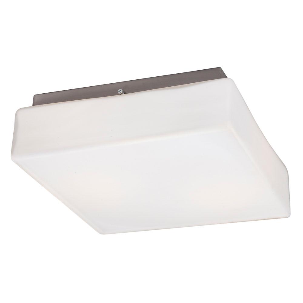 LED Flush Mount Ceiling Light - in Brushed Nickel finish with Satin White Glass