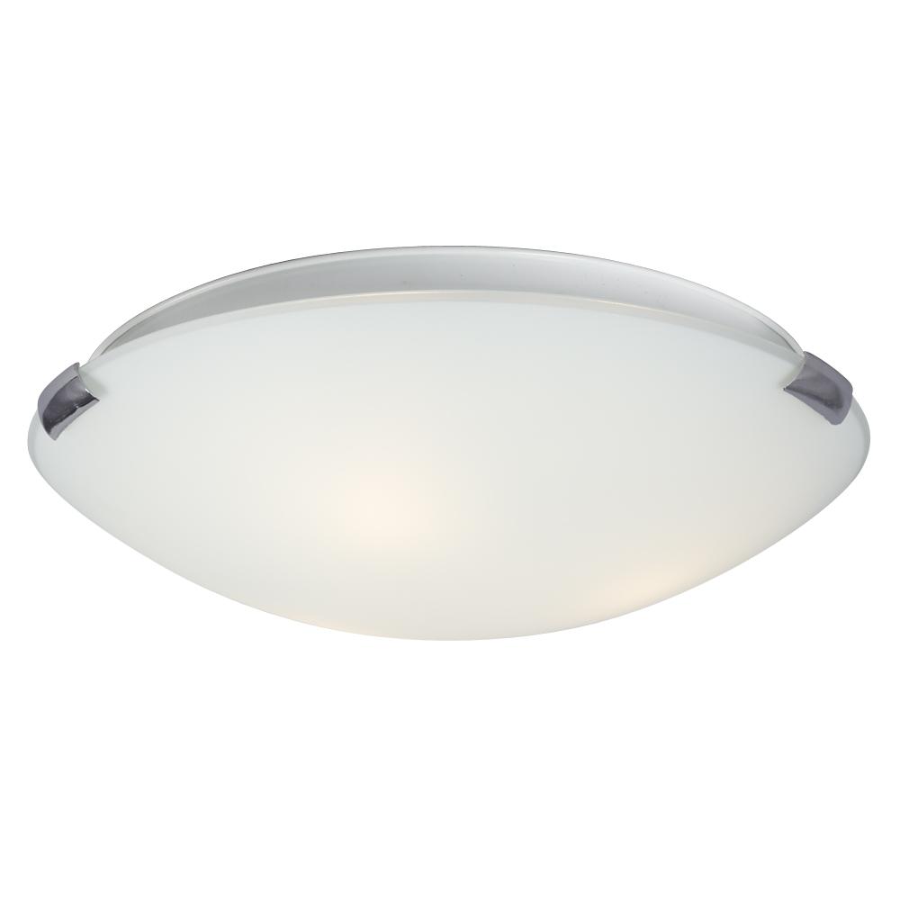 16" Flush Mount Ceiling Light - Chrome Clips with White Glass