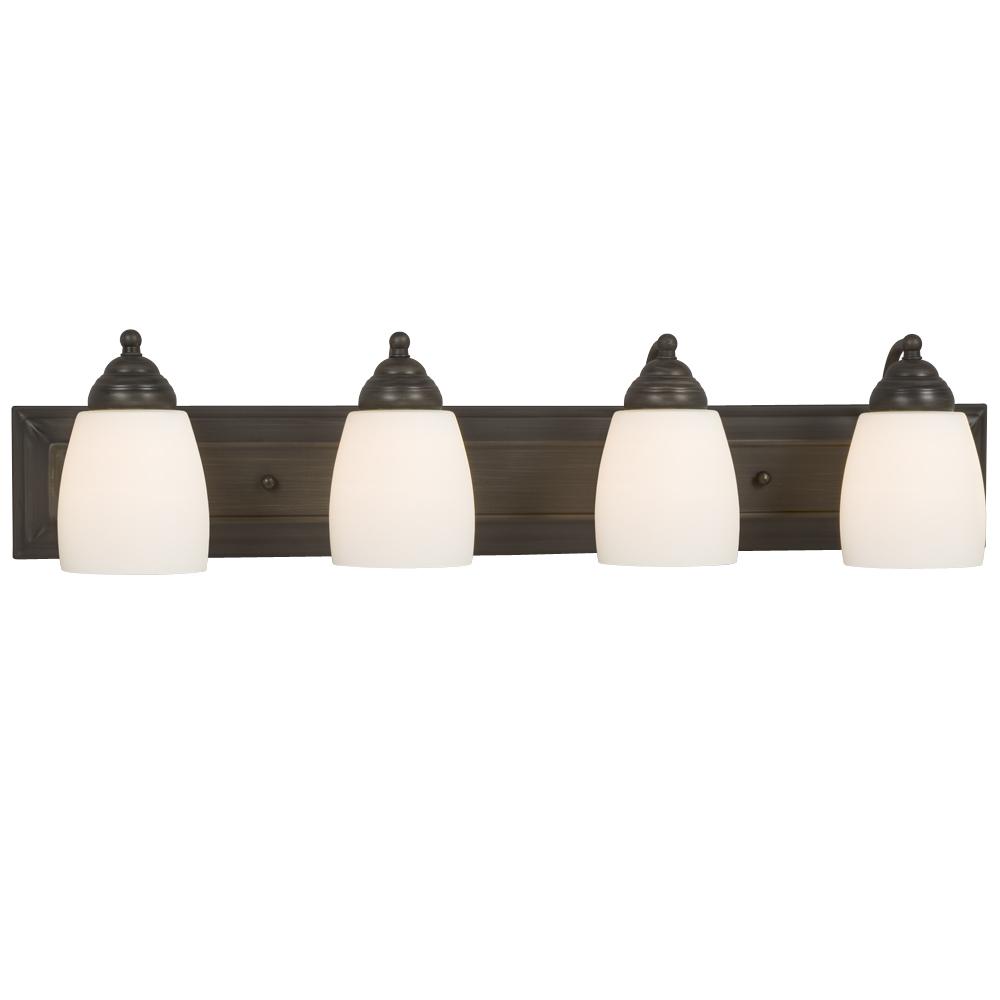 Four Light Vanity - Oil Rubbed Bronze with Satin White Glass
