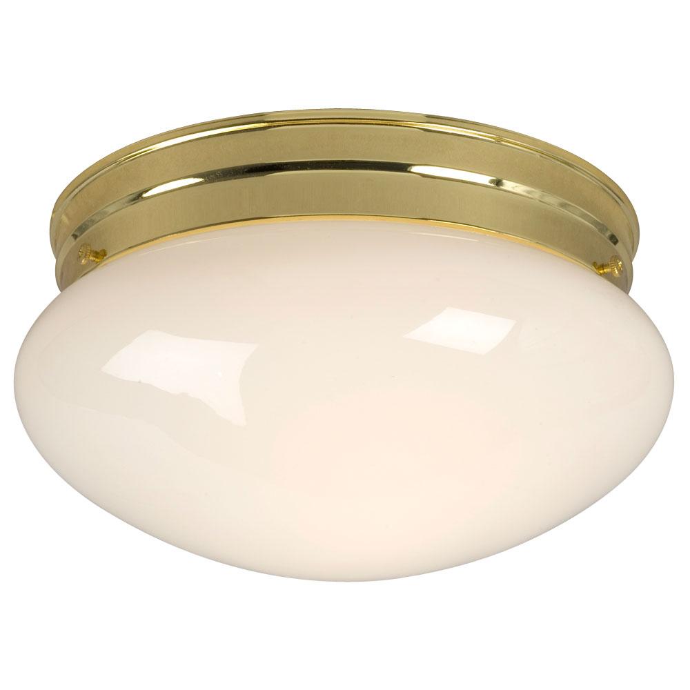 Utility Flush Mount Ceiling Light - in Polished Brass finish with White Glass