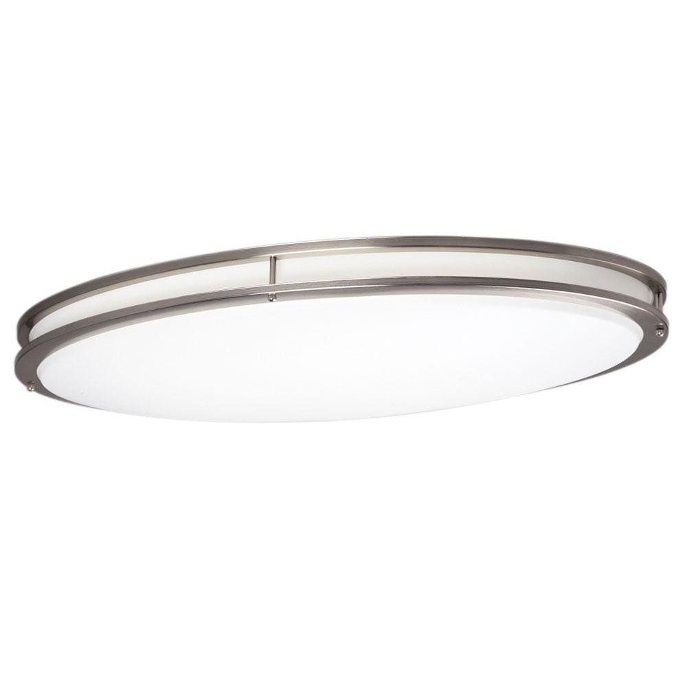 LED Oval Flush Mount Ceiling Light - in Brushed Nickel finish with White Acrylic Lens
