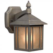 Galaxy Lighting 334020ORB/PA - Outdoor Cast Aluminum Lantern - Oil Rubbed Bronze w/ Peach Amber Linen Glass