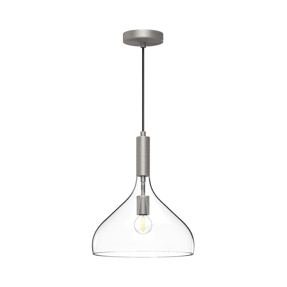Belleview 12-in Brushed Nickel/Clear Glass 1 Light Pendant