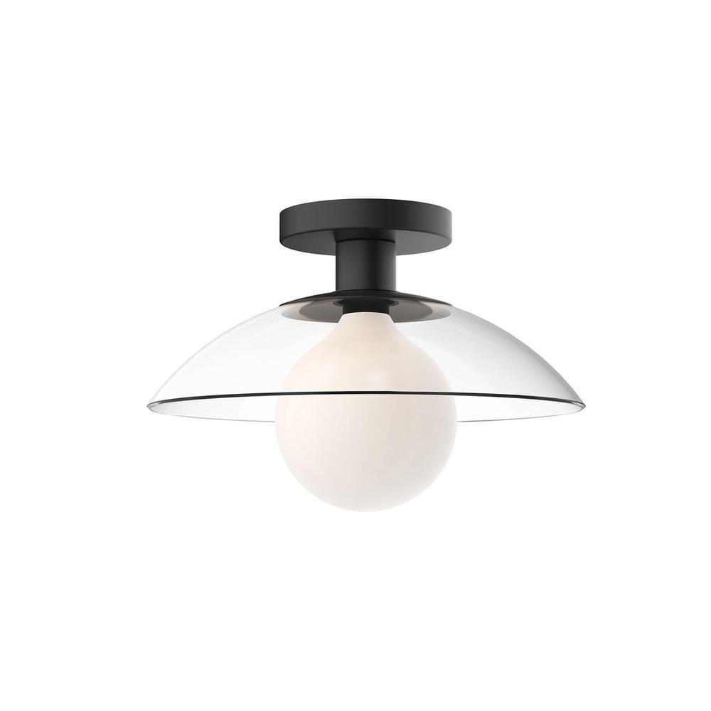 Francesca 12-in Clear Glass/Matte Black 1 Light Semi Flush Mount