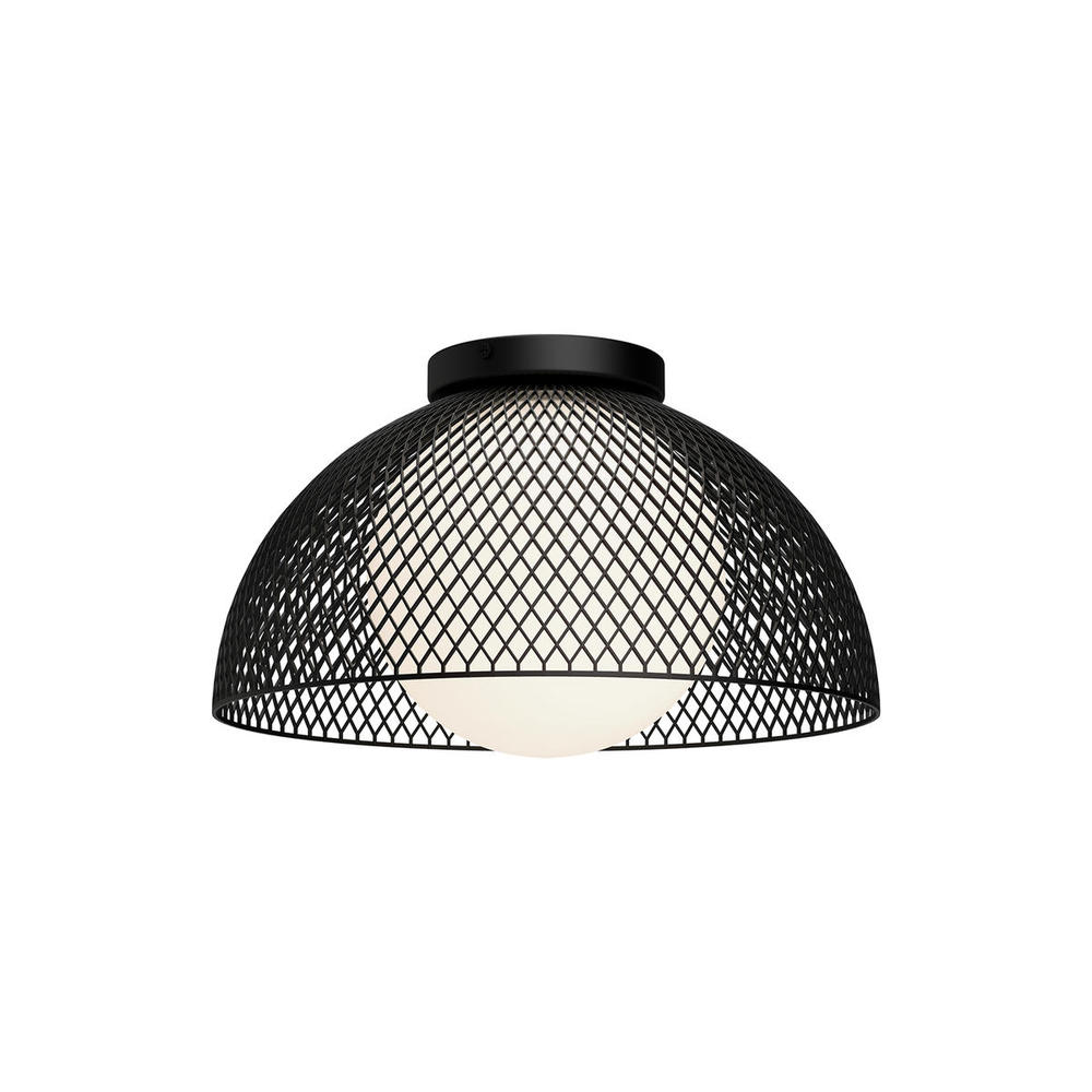 Haven 12-in Matte Black/Opal Matte Glass 1 Light Flush Mount