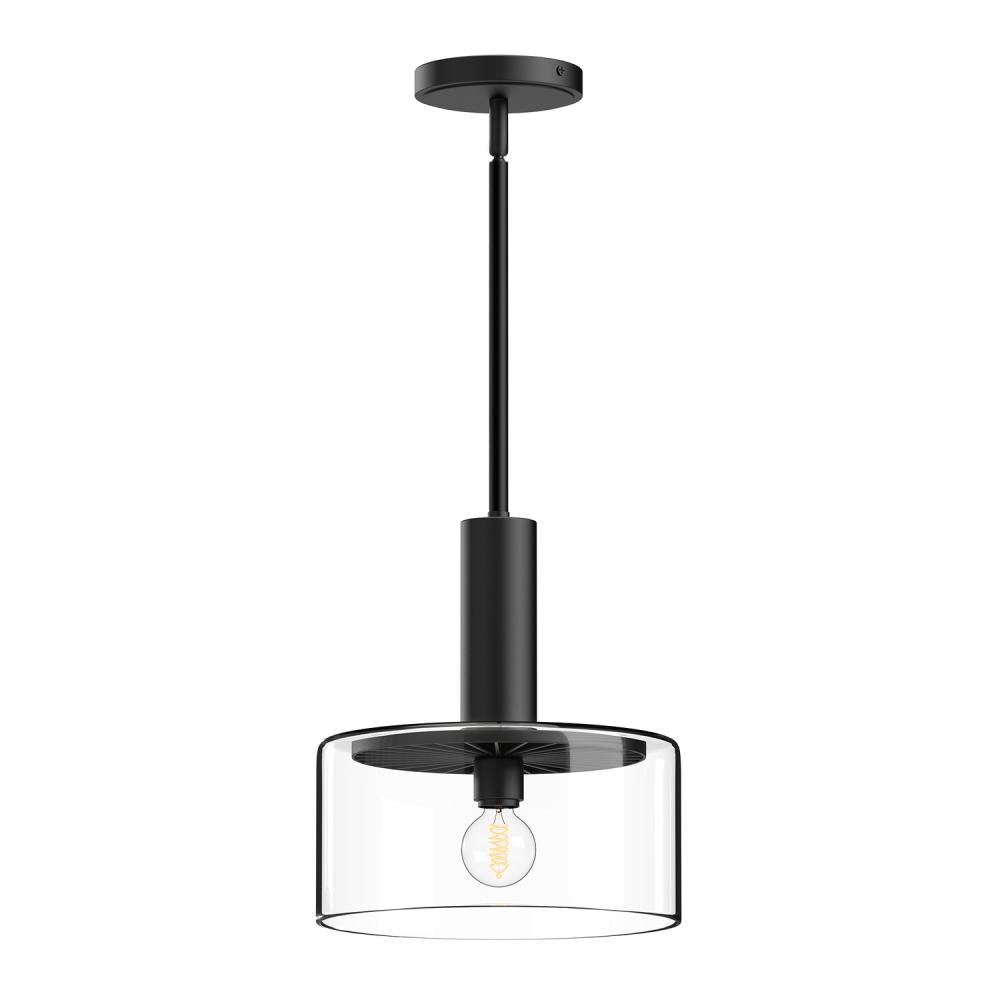 Royale 10-in Clear Glass/Matte Black 1 Light Pendant