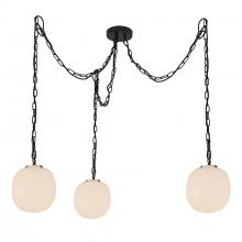 Alora Lighting MP579712MBGR - Cherise 12-in Matte Black/Glossy Ribbed Opal Glass Socket Multi Pendant