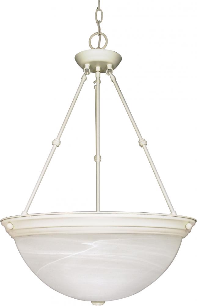 3-Light 20" Hanging Pendant Light Fixture in Textured White Finish with Alabaster Glass