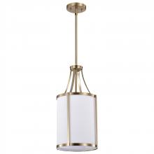 Nuvo 60/7961 - Easton 1 Light Pendant; Burnished Brass Finish; White Linen Shade