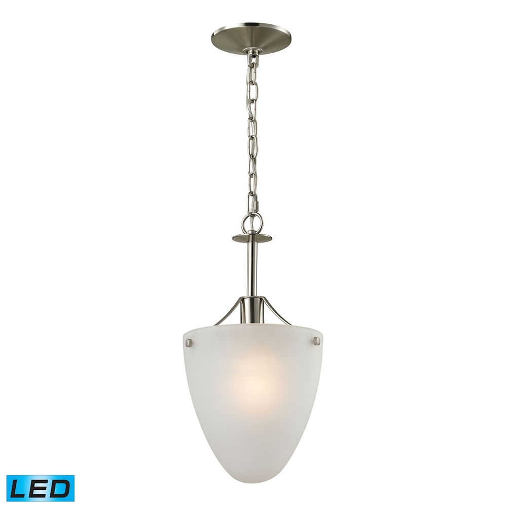 Thomas - Jackson 1-Light Semi Flush in Brushed Nickel with White Glass - Includes LED Bulbs