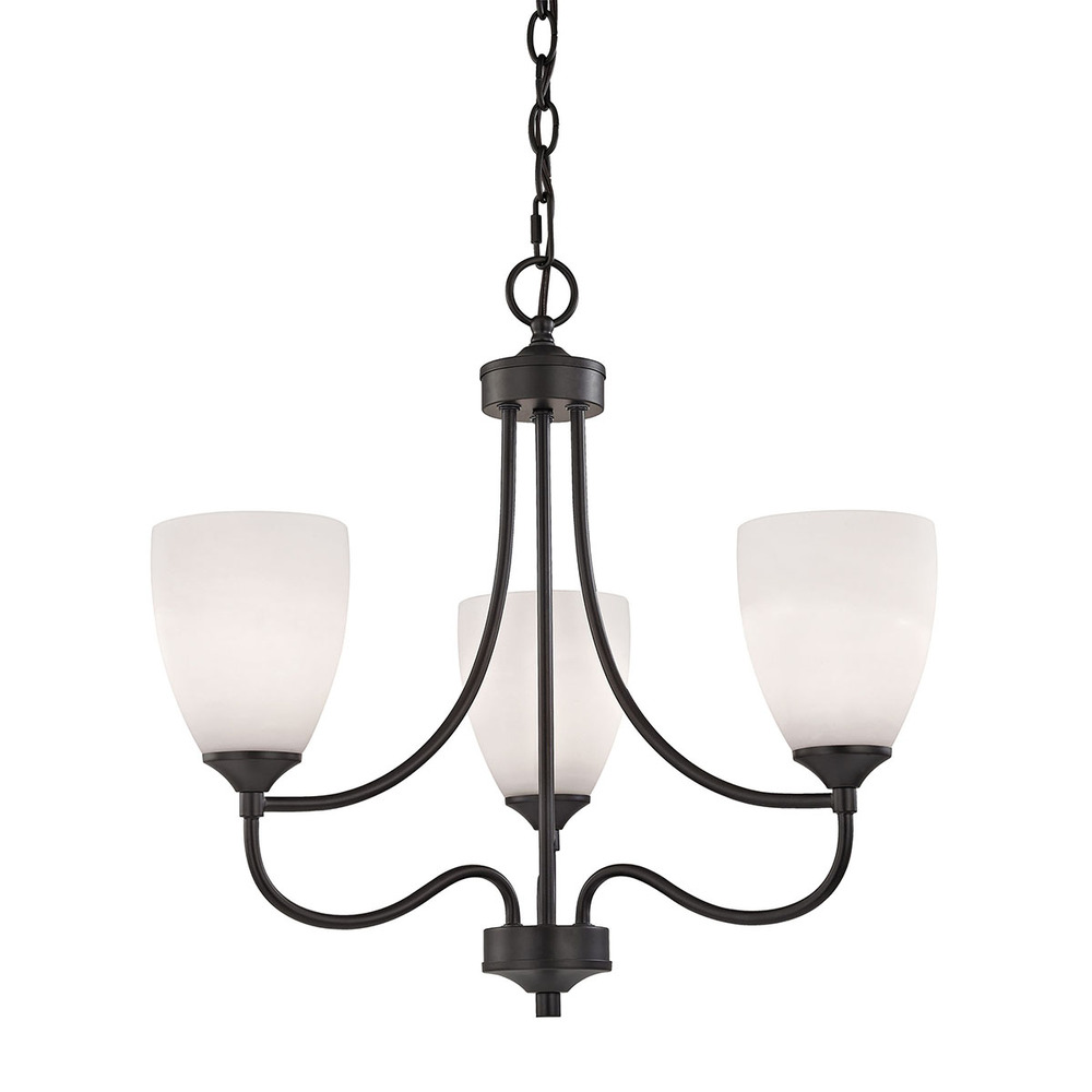Thomas - Arlington 3-Light Chandelier in Oil Rubbed Bronze with White Glass