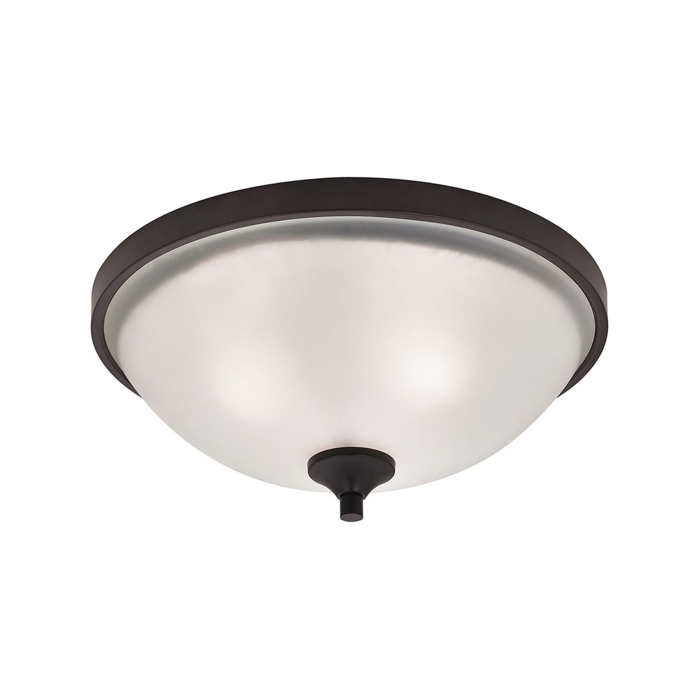 Thomas - Arlington 3-Light Flush Mount in Oil Rubbed Bronze with Amber Glass