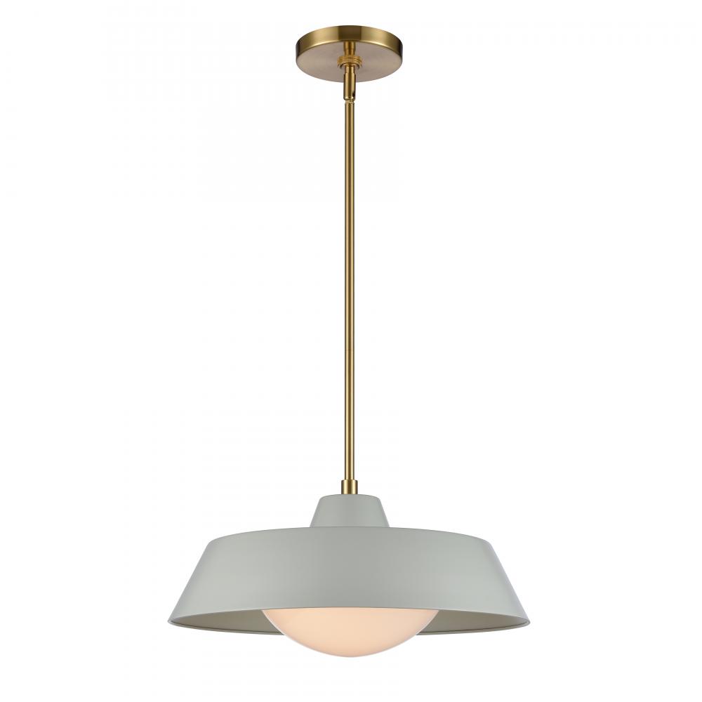 Gilman 16'' Wide 1-Light Pendant - Satin Brass with Powder Blue