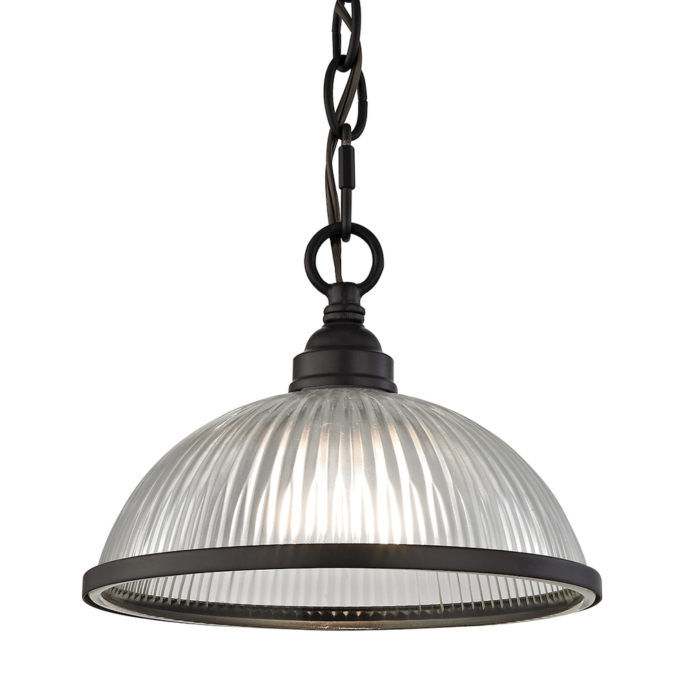 Thomas - Liberty Park 1-Light Flush Mount in Oil Rubbed Bronze with Prismatic Clear Glass