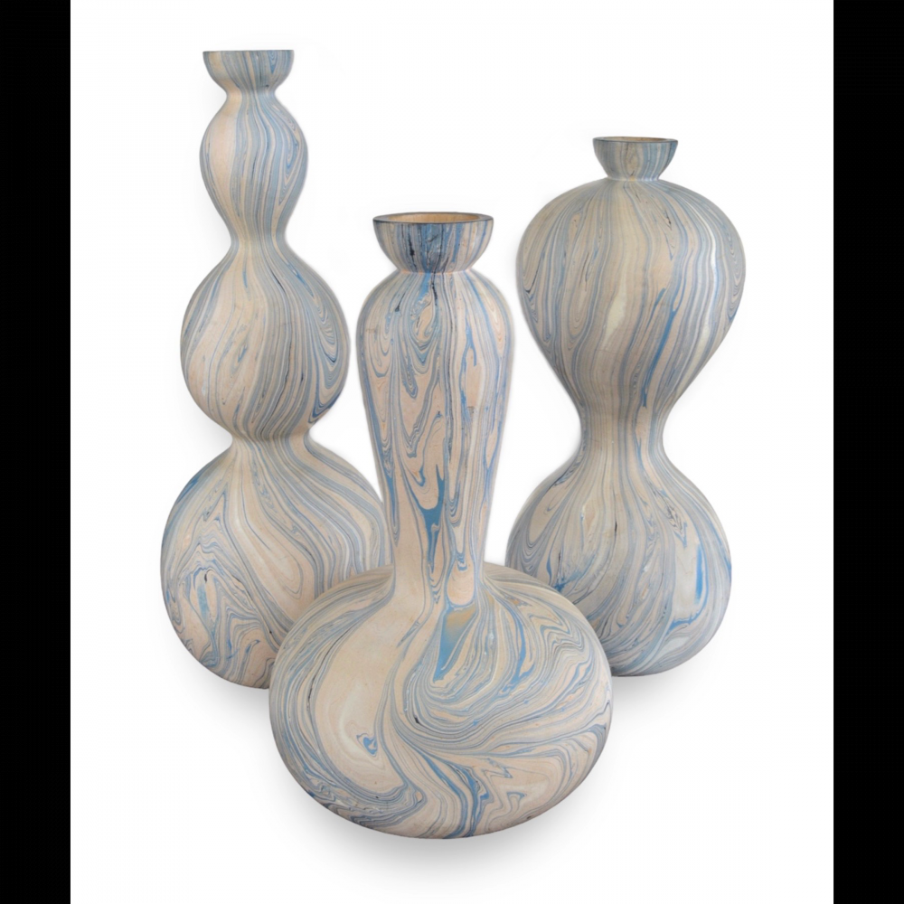 Calm Sea Marbleized Vase Set of 3