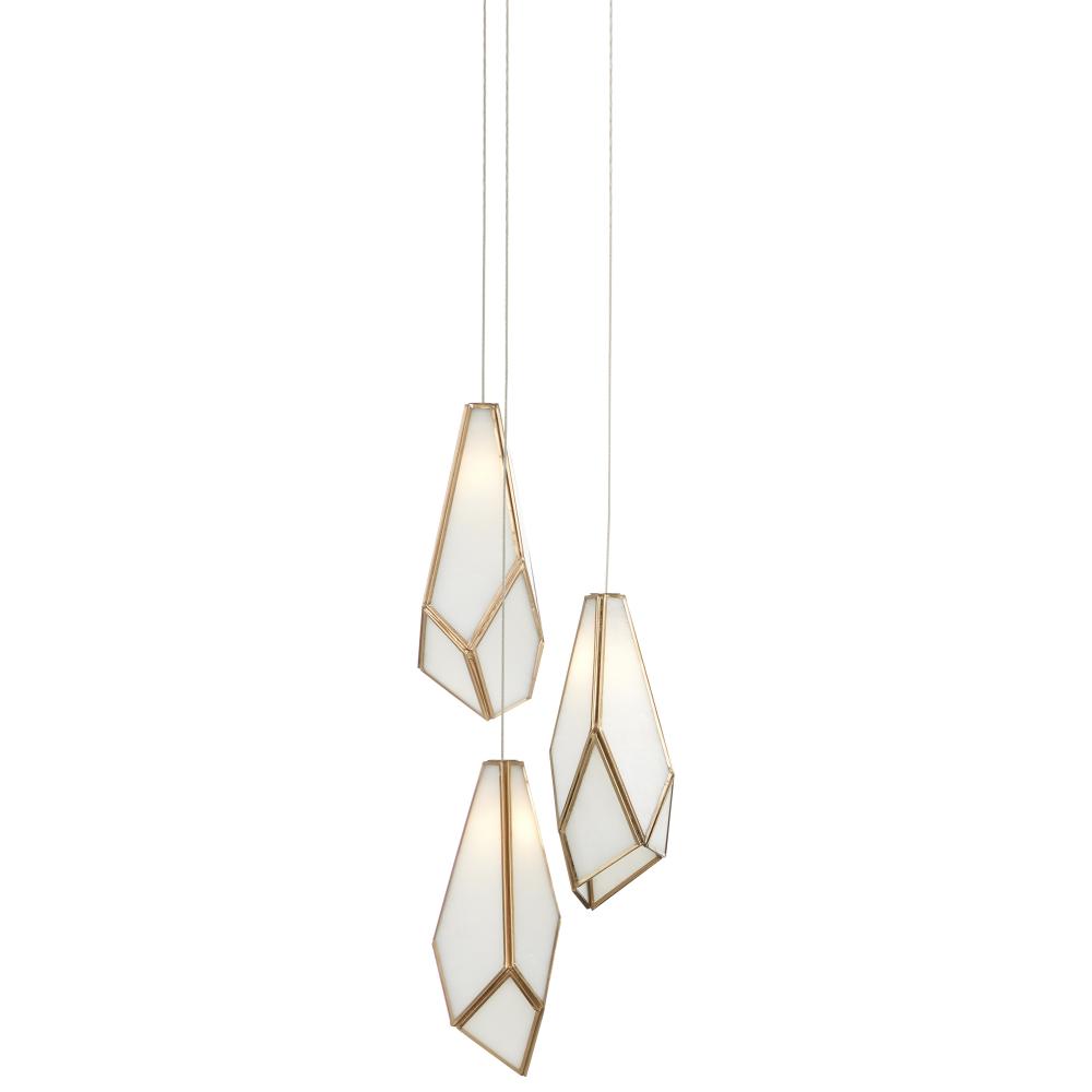 Glace White 3-Light Round Multi-Drop Pendant